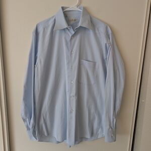 Ermenegildo Zegna Mens Blue Dress Shirt Office Preppy Classic Business Formal